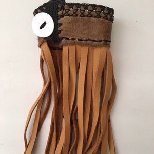 Handcrafted Leather Bracelet with Fringe